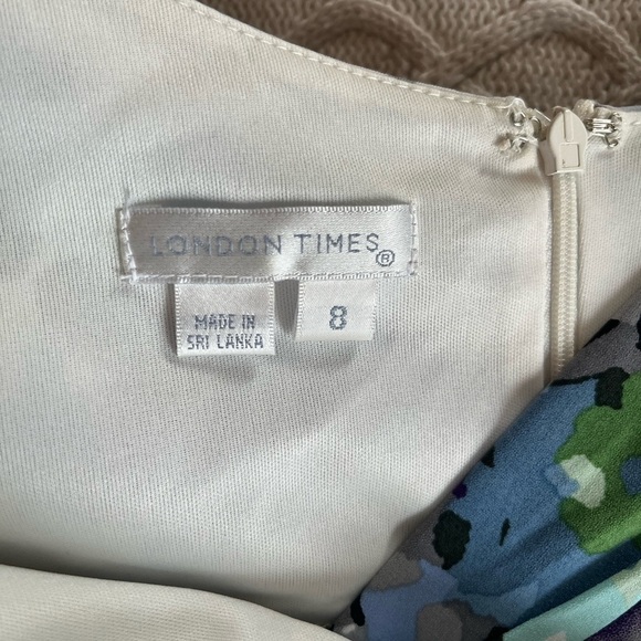 London Times White & Floral Print Polyester Dress Women’s Size 8 - Picture 12 of 16